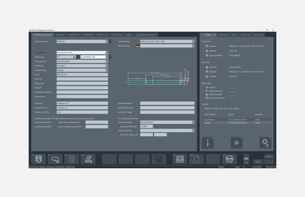Gestão de componentes individuais Módulo para o sistema de instalação dos seus componentes individuais