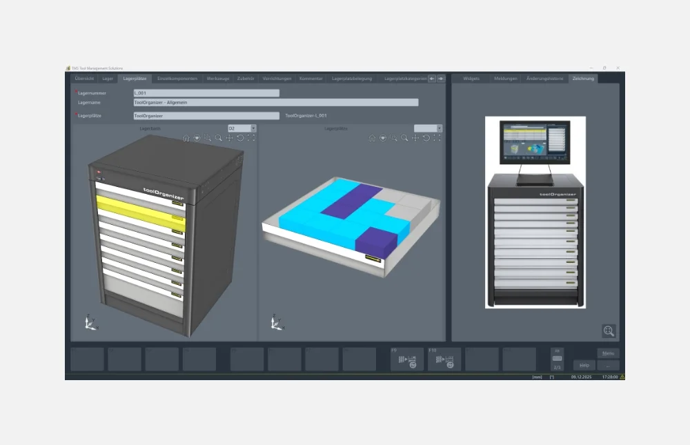 Gestion des emplacements Outils complets, composants d'outils et accessoires toujours à portée de vue